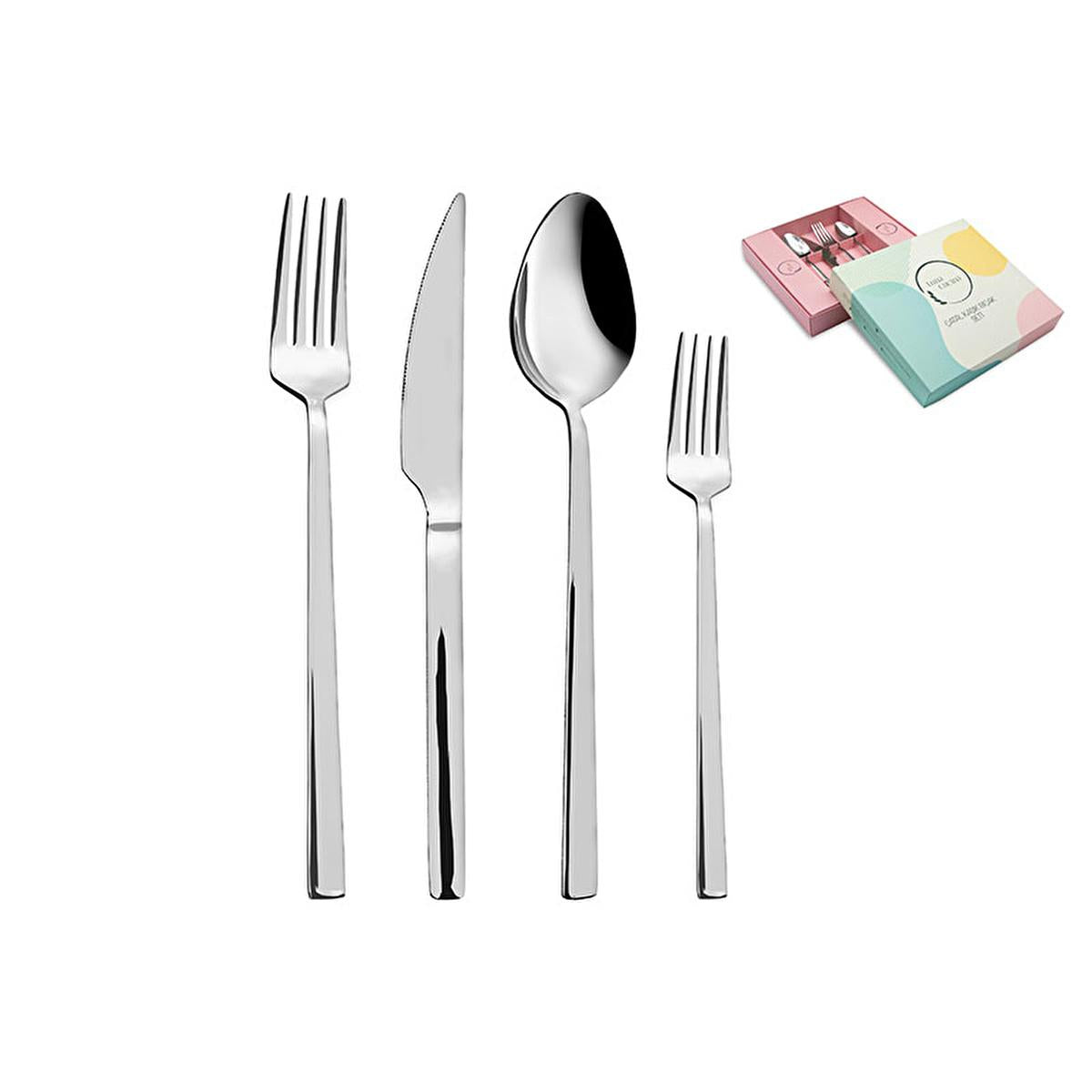 Luna Cucina 24-Piece Cutlery Set - Dishwasher Safe Cutlery for Complete Table Setting by Beauty Care Bag