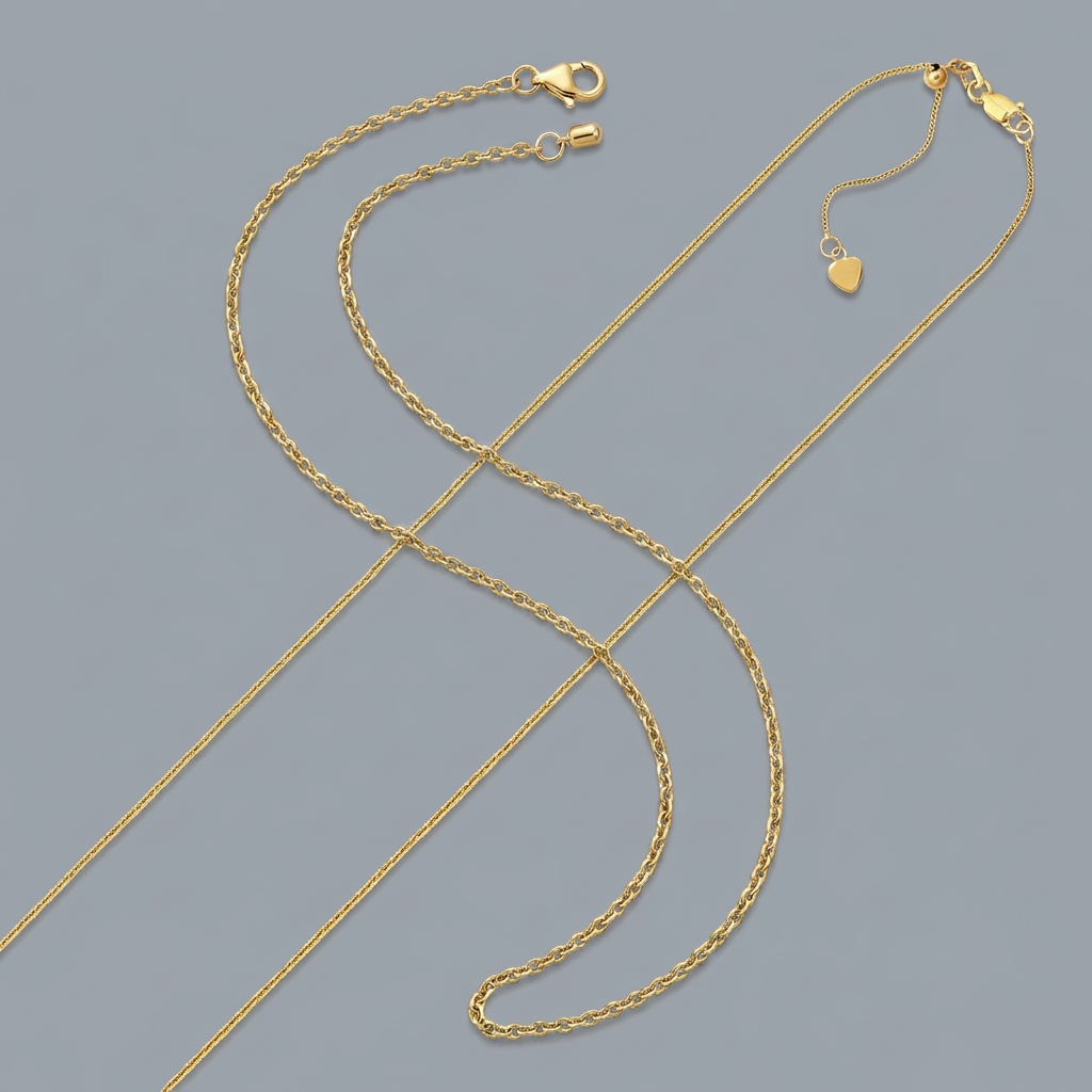 Avera Group 10K yellow gold adjustable cable chain, view 4