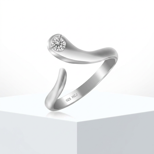 Sterling Silver Rhodium Plated White Cubic Zirconia Accented Shiny Toe Ring by Avera Group