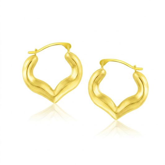 10k Yellow Gold Hoop Style Heart Shape Earrings, Avera Group, view 2