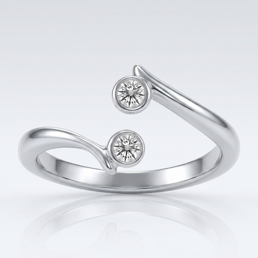 Sterling Silver Rhodium Finished Open Style Cubic Zirconia Accented Toe Ring by Avera Group