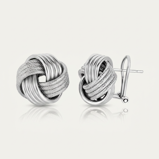 Sterling Silver Groove Textured Love Knot Earrings by Avera Group
