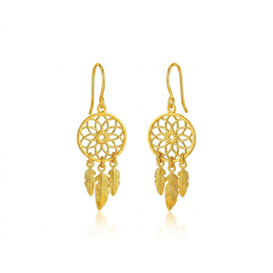 Dream Catcher Earrings in 14k Yellow Gold by Avera Group