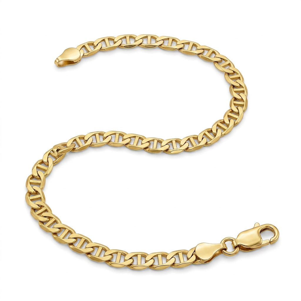 4.5 mm 10k yellow gold mariner link bracelet by Avera Group, view 3