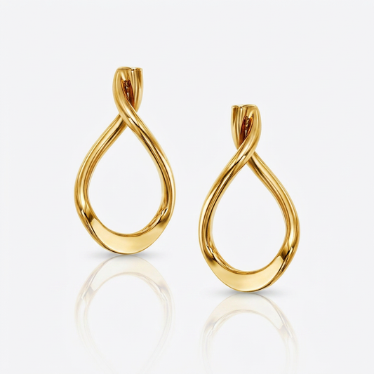 14k yellow gold polished tear drop earrings, Avera Group, view 2