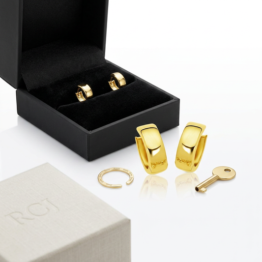 14k yellow gold snuggable hoop earrings, Avera Group, view 2