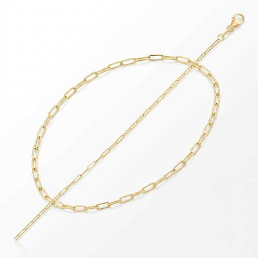 14k yellow gold fine paperclip anklet, 1.5mm, Avera Group, view 2