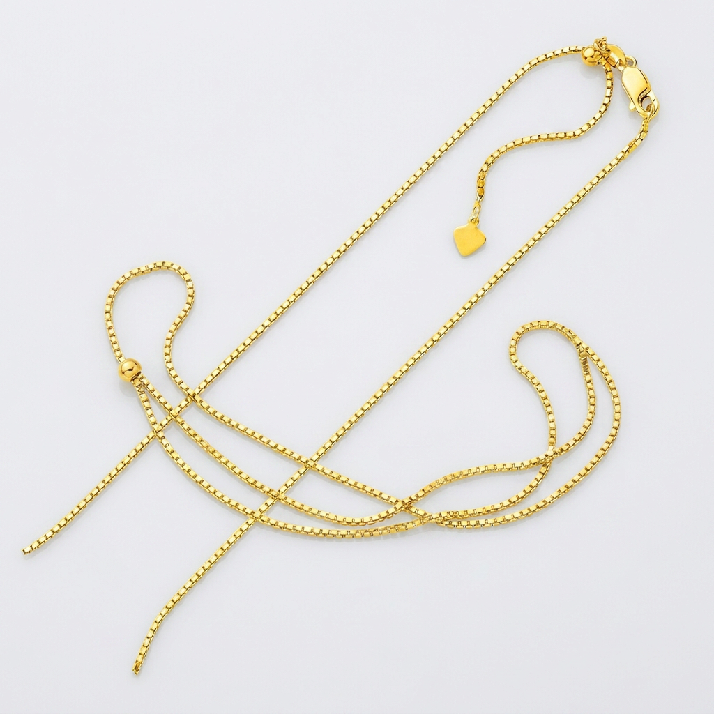 Sterling Silver Yellow Finish 1.4mm Adjustable Box Chain by Avera Group