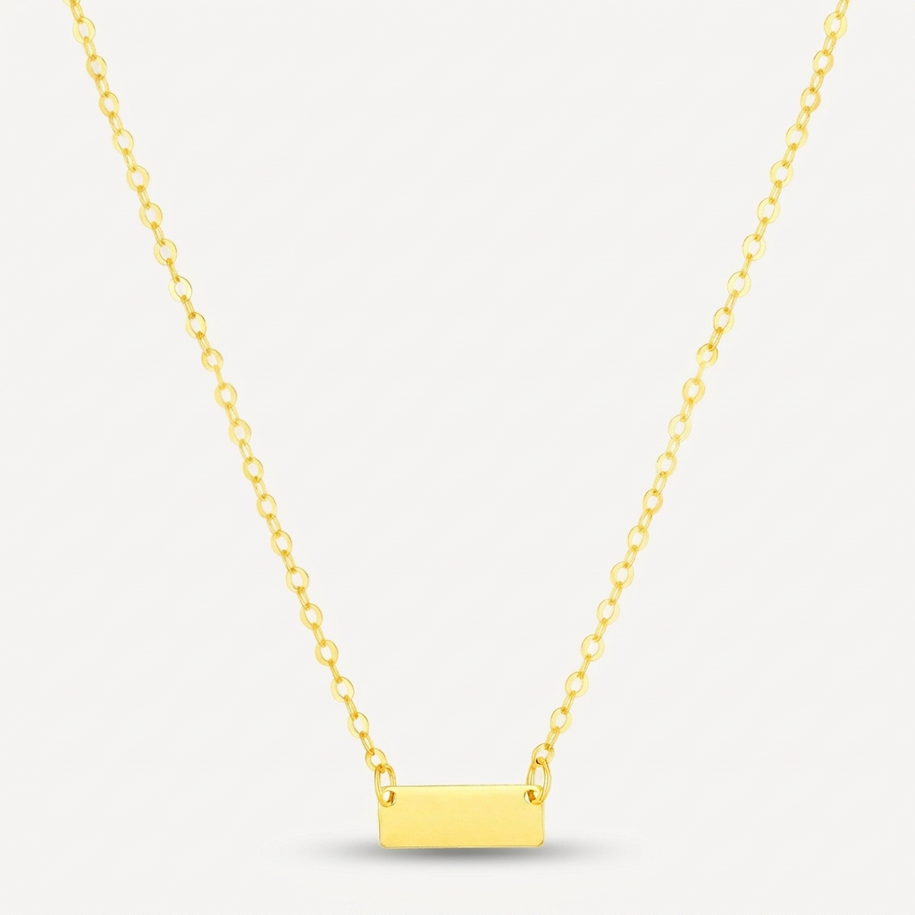 14k yellow gold polished mini bar necklace, Avera Group, view 4