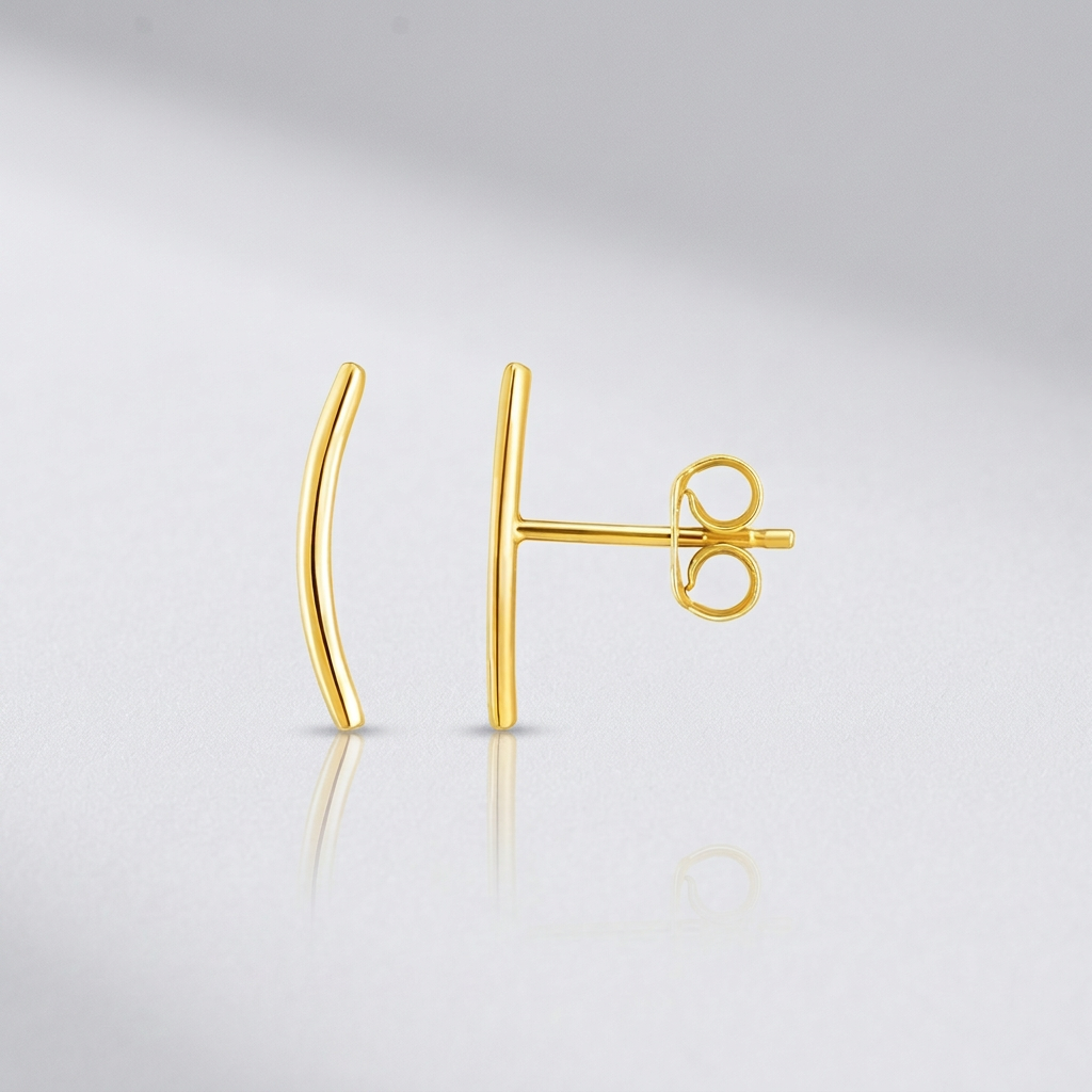 14k yellow gold curve climber post earrings, Avera Group, view 4