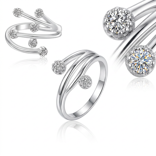 Sterling Silver Rhodium Finished White Cubic Zirconia Embellished Toe Ring by Avera Group