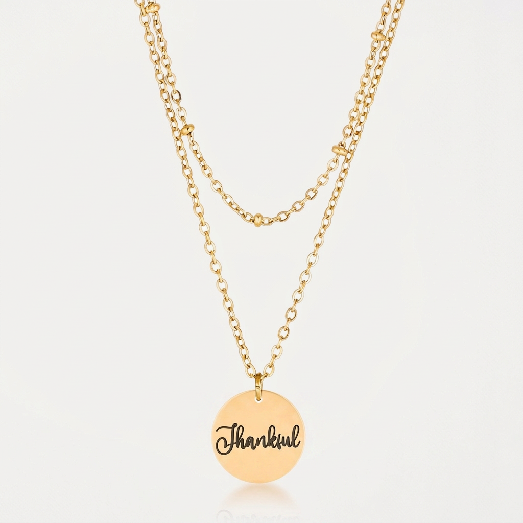 Avera Delicate Gold Plated Necklace Thankful Pendant by Avera Group