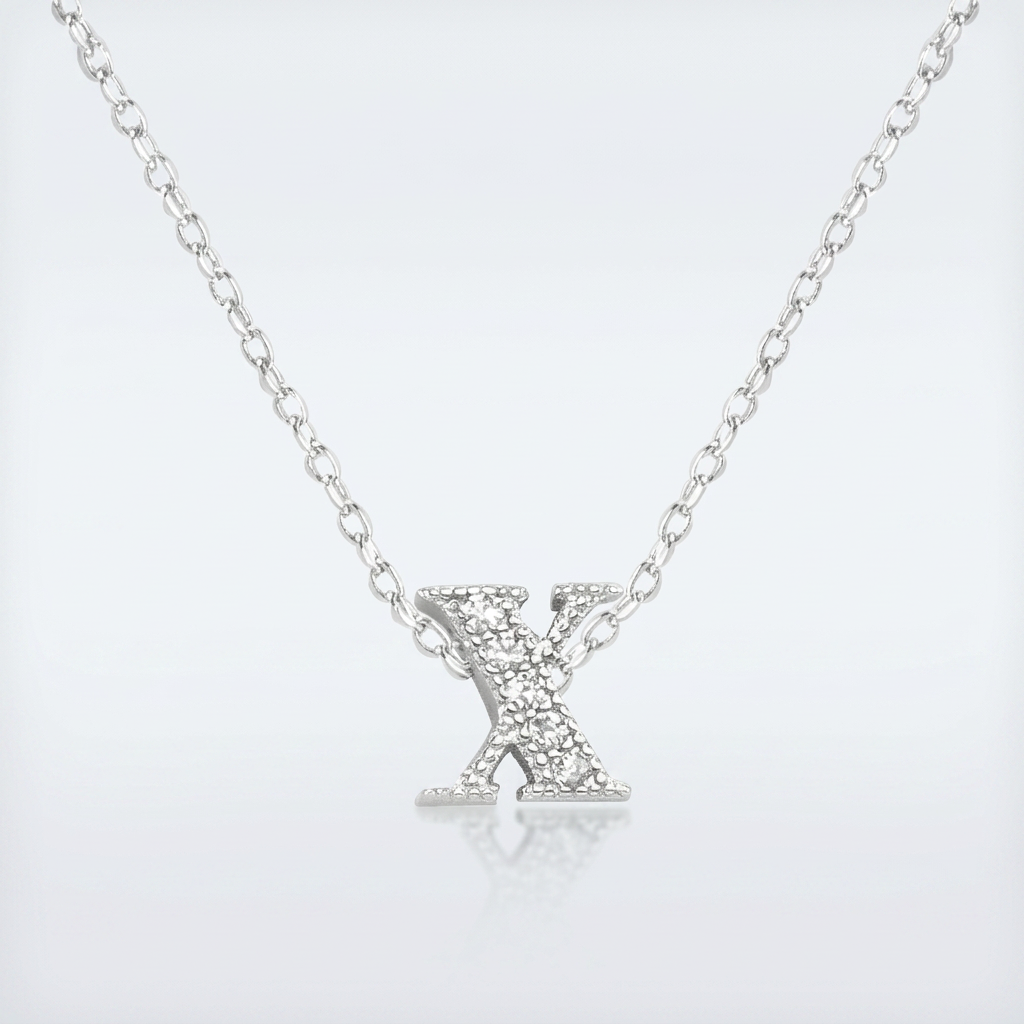 Avera Micro-Pave Initial X Pendant In Sterling Silver by Avera Group