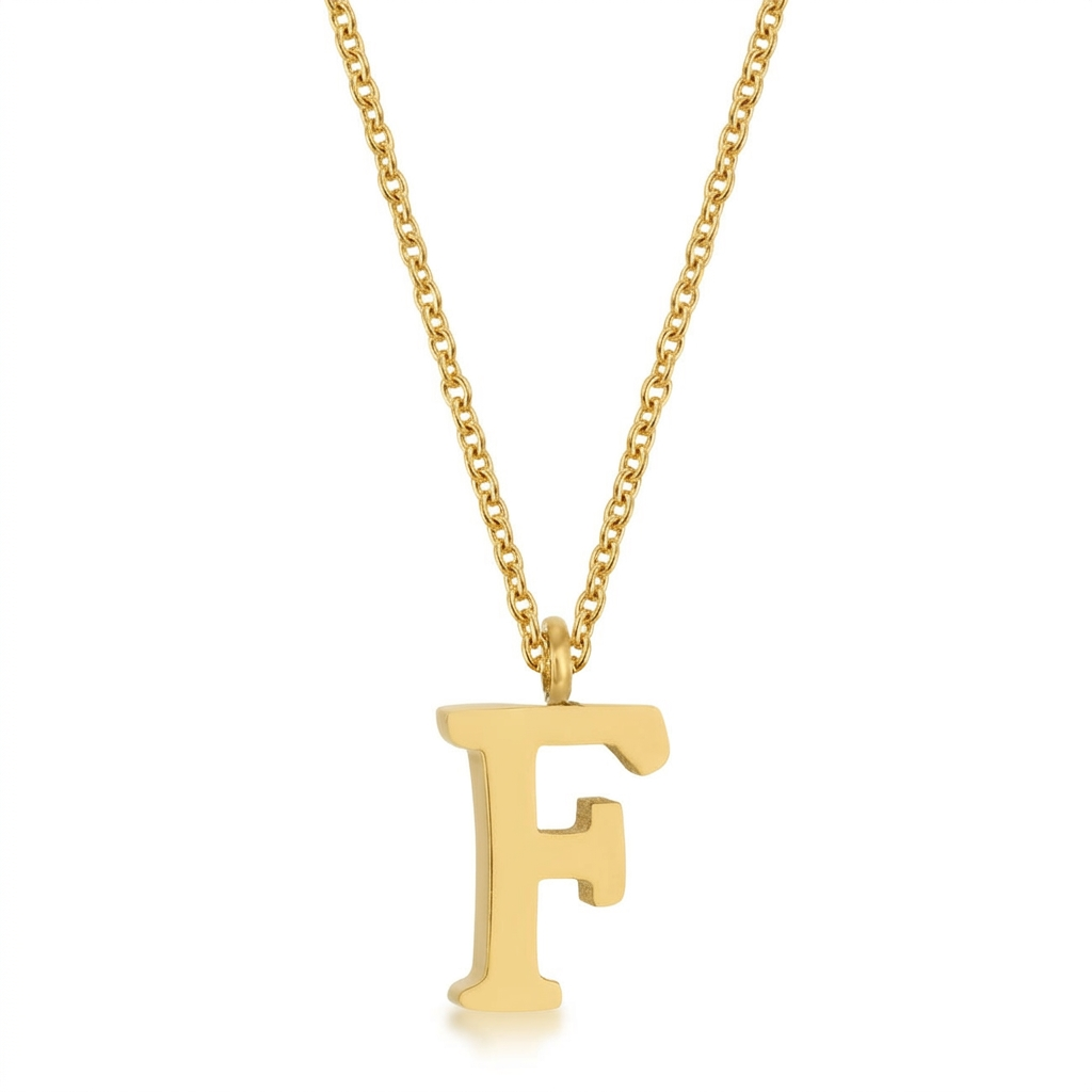 Avera Elaina Stainless Steel F Initial Necklace Gold by Avera Group