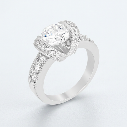 Avera Modern Minimalist Tension Set Engagement Ring in Silver by Avera Group