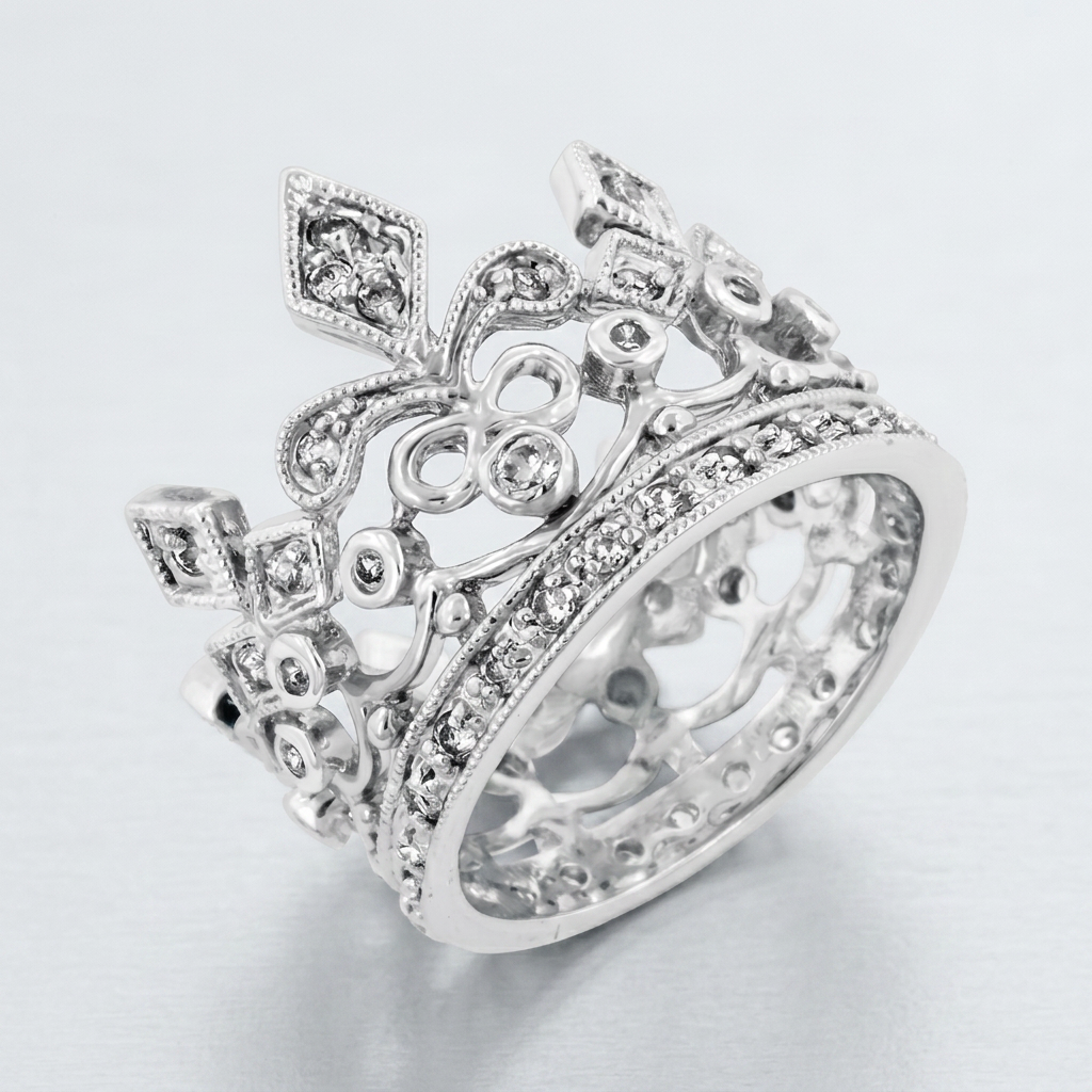 Avera Cubic Zirconia Crown Eternity Ring in Sterling Silver by Avera Group