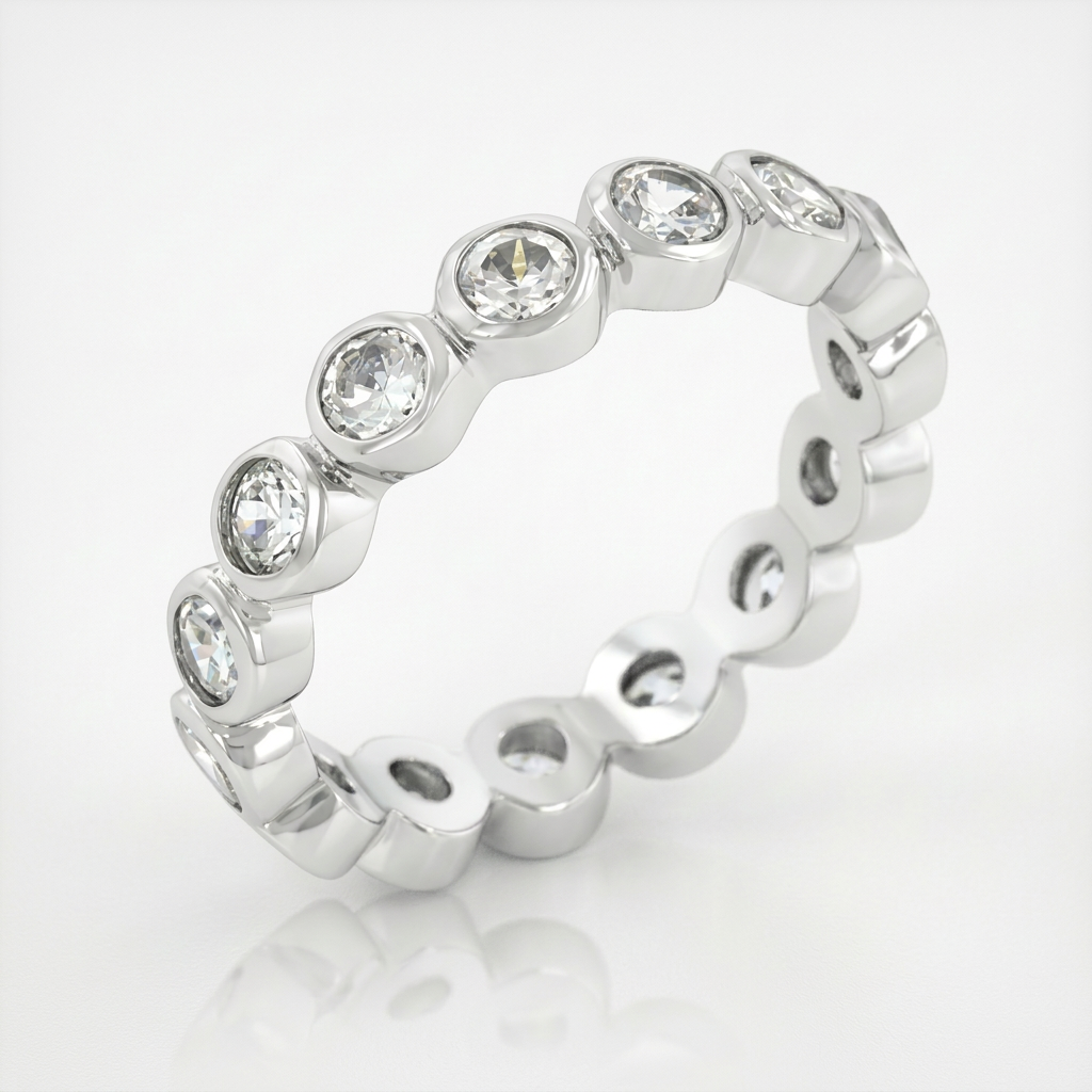 Avera Linked Bezel Eternity Band in Polished Silver by Avera Group