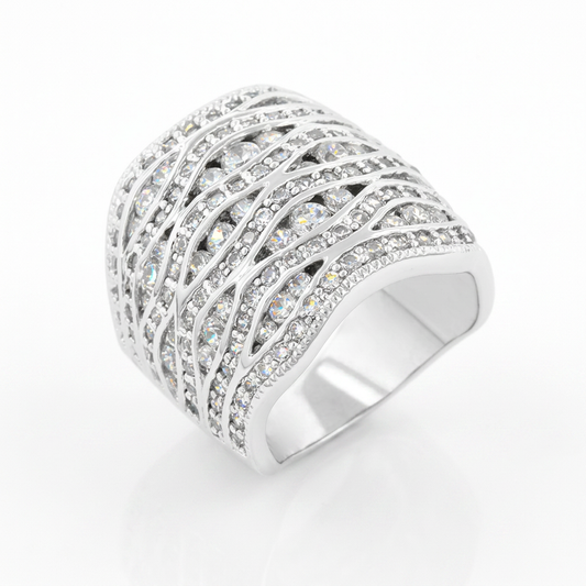 Avera Cubic Zirconia Pave Abstract Ring in Sterling Silver by Avera Group