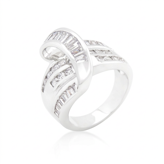 Avera Jewelry Channel Set Overlap Ring in Sterling Silver by Avera Group