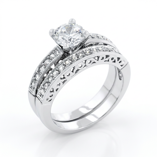 Avera Filigree Engagement Set in Sterling Silver by Avera Group