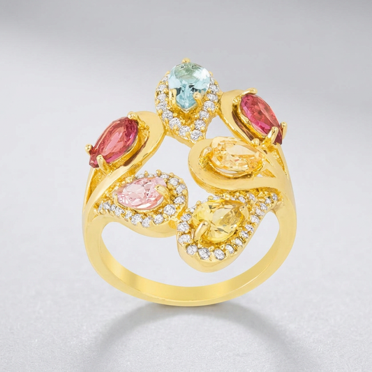 Avera Multi-Color Cocktail Ring Statement Jewelry by Avera Group