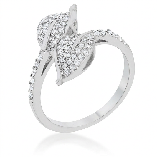 Avera Liana 0.1ct Cubic Zirconia Leaf Wrap Ring in Silver by Avera Group