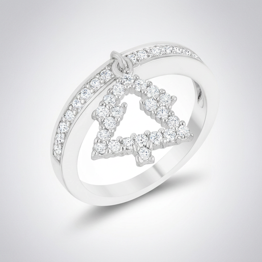 Avera Christmas Tree 0.3ct CZ Holiday Charm Ring Size 5 Silver by Avera Group