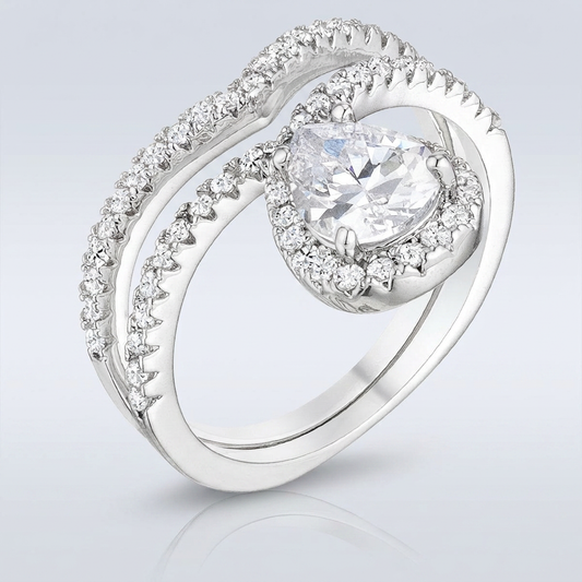 Avera 1.75Ct Chevron Wedding Set With Cubic Zirconia by Avera Group