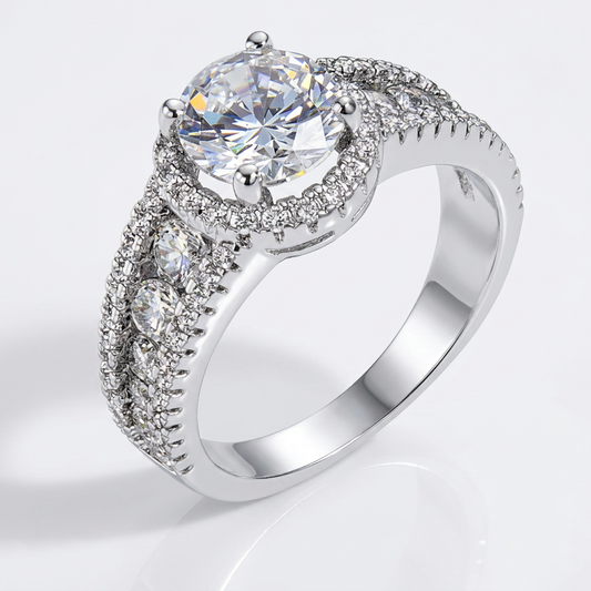 Avera 2.1Ct Plated Solitaire Engagement Halo Ring by Avera Group
