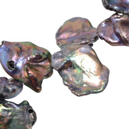 Baroque Iridescent Black Freshwater Pearl Strand 15in by Continental Bead Suppliers