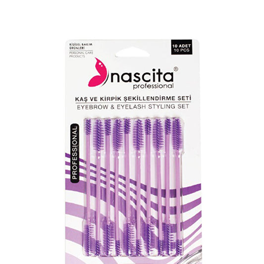 Nascita Makeup Brush Set - 10 Piece High-Quality Cosmetic Brushes with Mascara Brush for Enhanced Eyelash Makeup by Beauty Care Bag