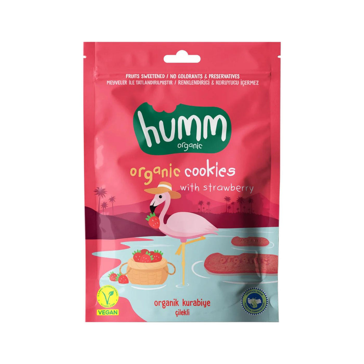 Humm Organic Vegan Strawberry Cookies with Real Fruit 55g by Beauty Care Bag