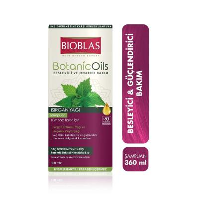 Bioblas Nettle Oil Shampoo for Hair Loss Prevention and Volumizing - 12.18 fl oz by Beauty Care Bag