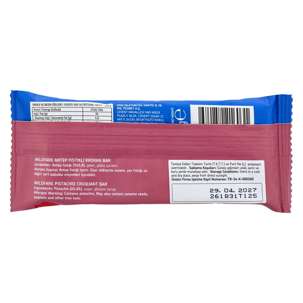 Wildfare Pistachio Croquant Bar Crunchy Sweet Snack 40g by Beauty Care Bag