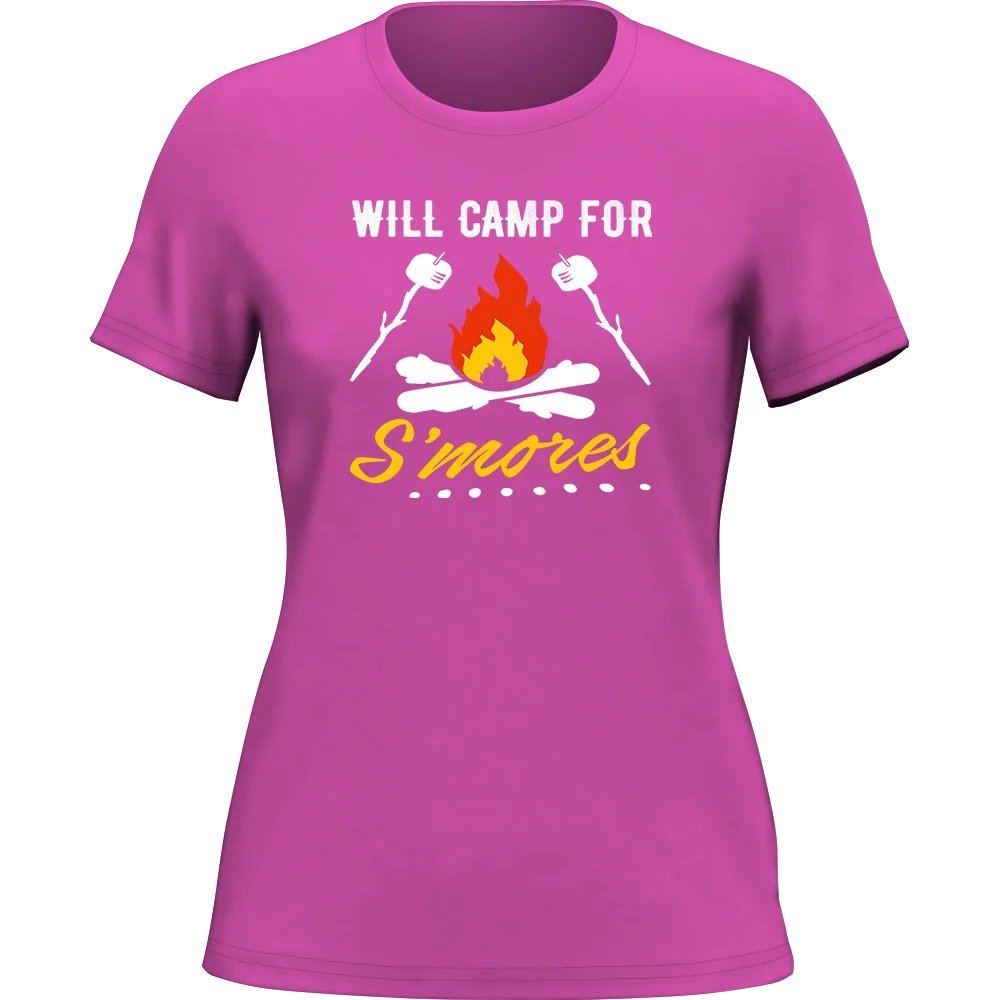 Will Camp For Smores Women T-Shirt / Fitted T-Shirt by Outdoorzees