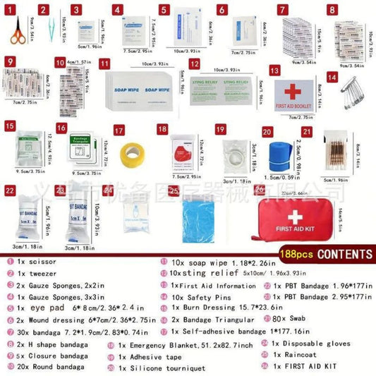 188-piece emergency first aid kit in a zippered case by Outdoorzees, view 2