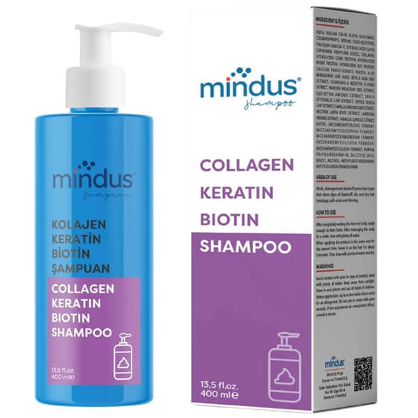 Mindus Collagen & Keratin & Biotin Shampoo for Hair Strength 400 ml by Beauty Care Bag