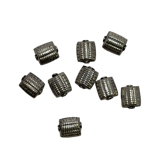 Sterling Silver Textured Rectangle Beads 10mm x 8mm - Individual Sale by Continental Bead Suppliers