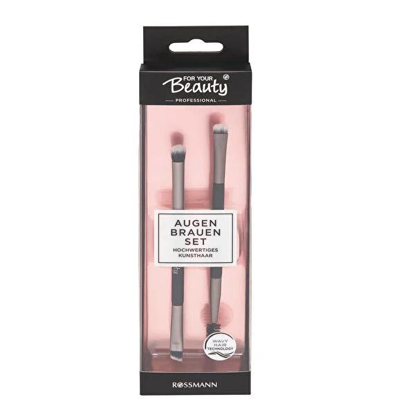 For Your Beauty Eyebrow Makeup Brush Set - Vegan, Double-Ended Brushes for Precise Grooming by Beauty Care Bag