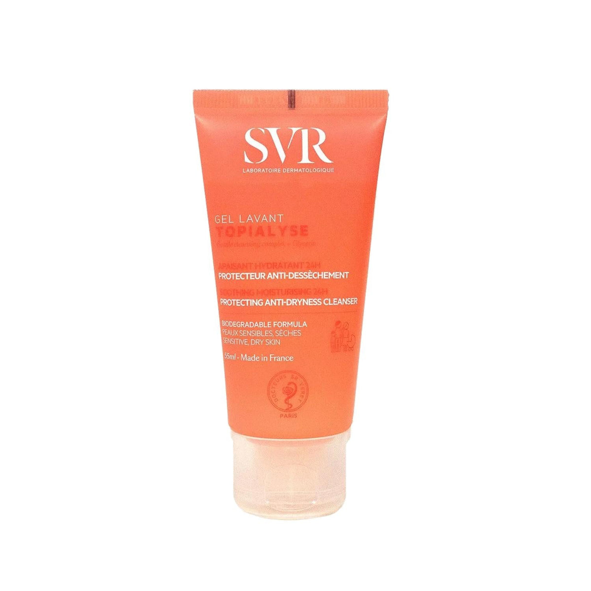 SVR Topialyse Face Wash Gel - Gentle Facial Cleanser for Sensitive Skin - 55ml Portable Size by Beauty Care Bag