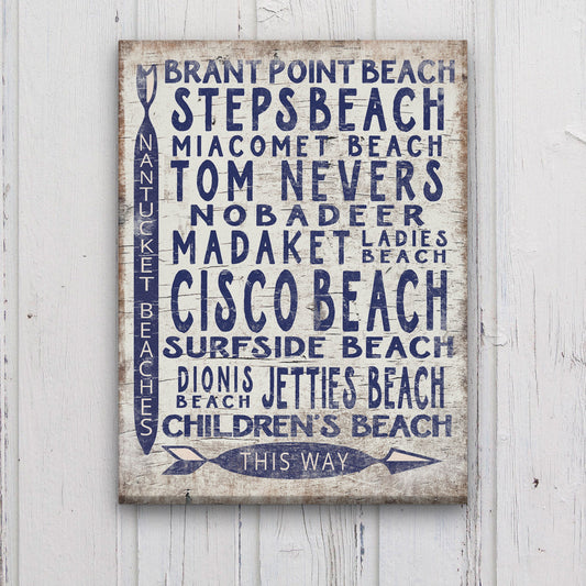 Vintage Nantucket Beaches Sign | Cisco Steps Madaket Surfside Beaches by Off The Square Designs