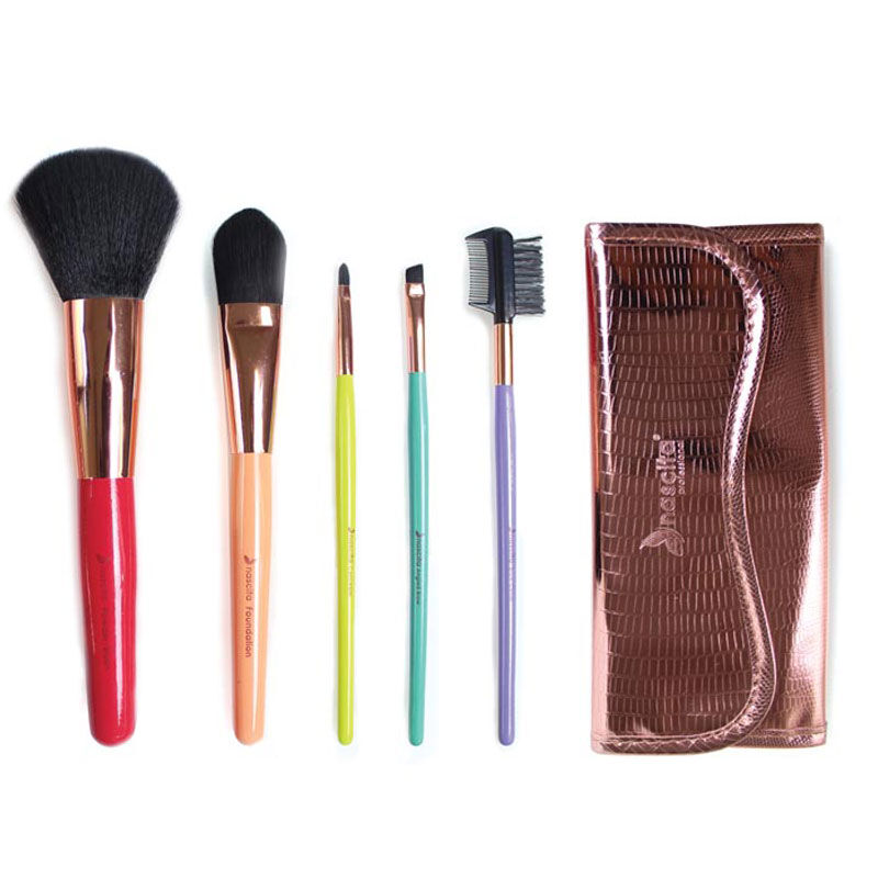 Nascita 5-Piece Colorful Makeup Brush Set with Bag by Beauty Care Bag