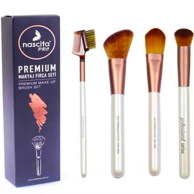 Nascita Premium Makeup Brush Set for Flawless Application 4-Piece by Beauty Care Bag