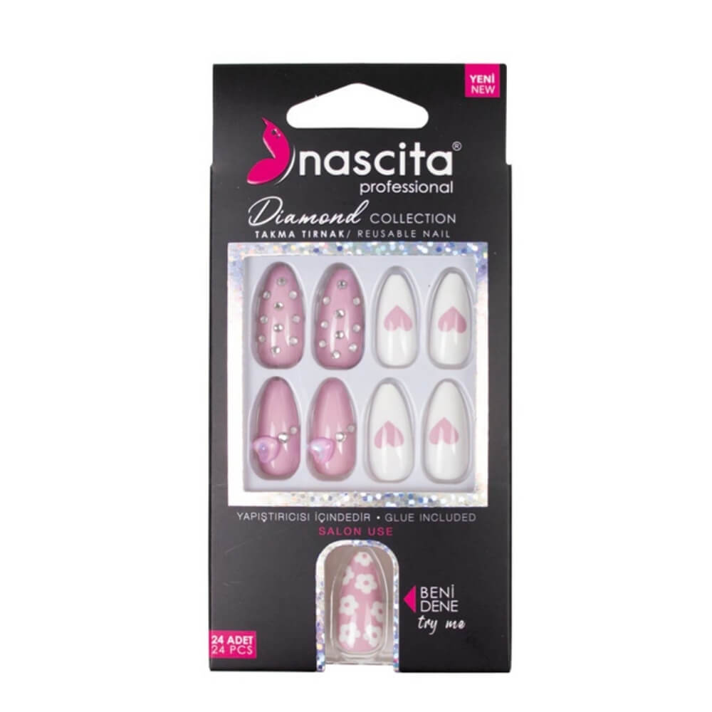 Nascita Gem-Embellished Press-On Nails 256 by Beauty Care Bag