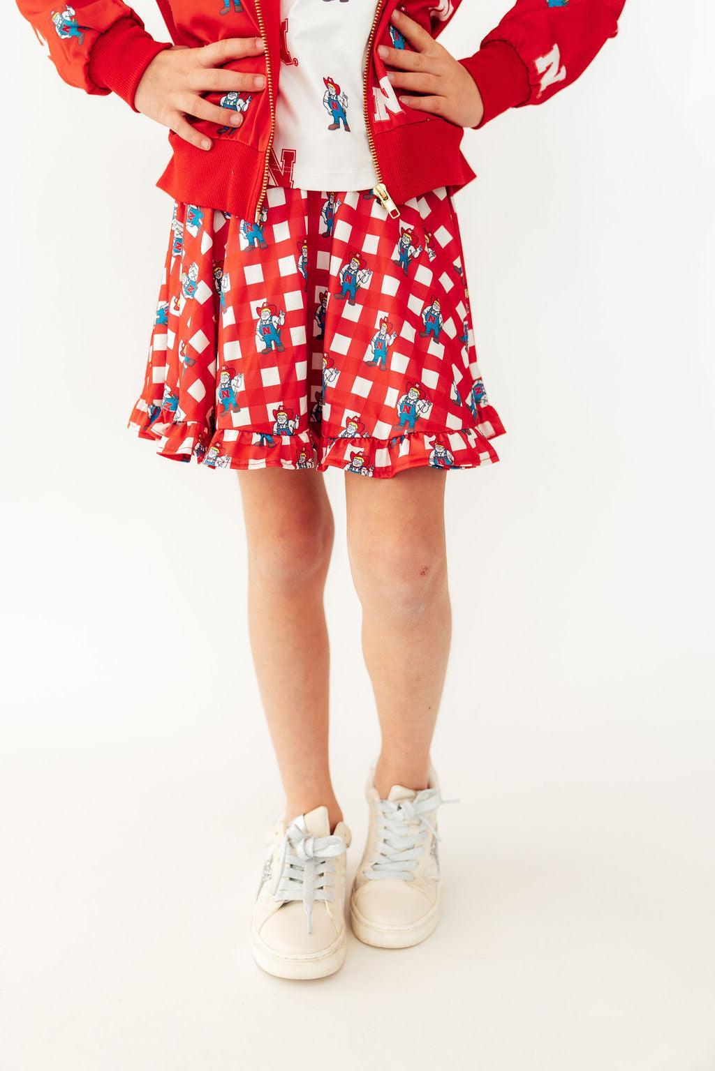 Nebraska Plaid Herbie Husker Twirl SkortTwirl Skort - RuffleTorqelo.com