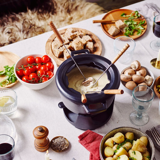 Enameled Cast Iron Fondue Set, 8-Piece by Alva Cookware