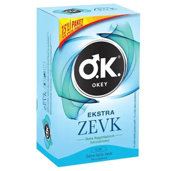 Okey Ask Extra Lubricated Condoms for Comfort 15-Pack by Beauty Care Bag