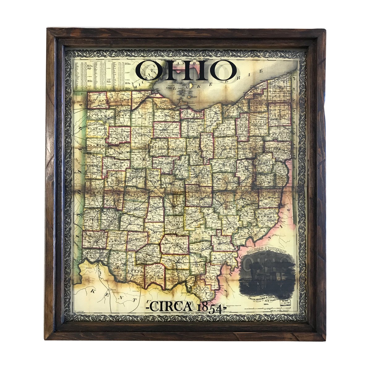 Vintage Ohio Map – Circa 1854 by Rust & Cinder