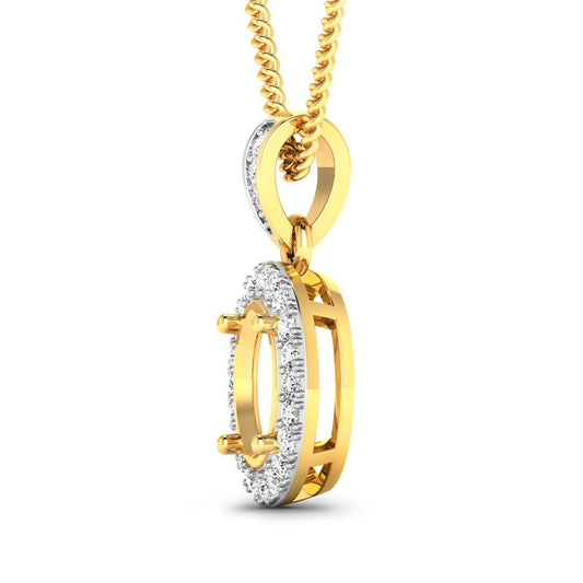 Avera Group 0.18 ct genuine white diamond pendant in 14K yellow gold