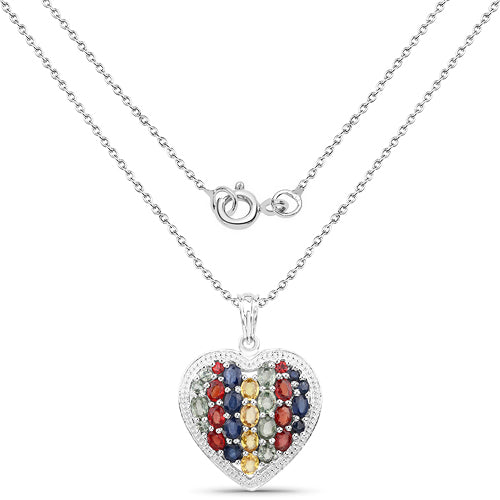 4.40 ct multi-color sapphire .925 sterling silver pendant by Avera Group, view 2